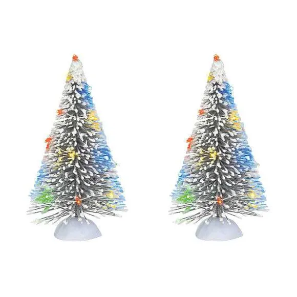 Lit Frosted Wht Sisal Tree Set