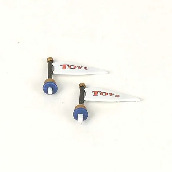 Santa's Toy Company White Flags-Set Of 2